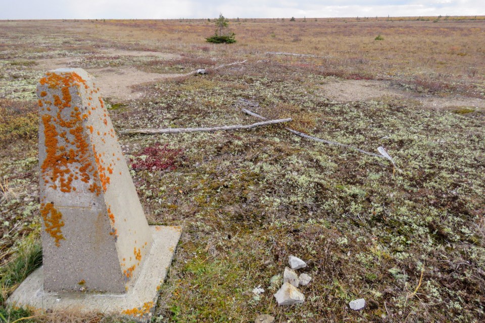 It took some time but we found it.  This is the furthest north surveyed monument between Manitoba and Ontario located on the endless tundra. 