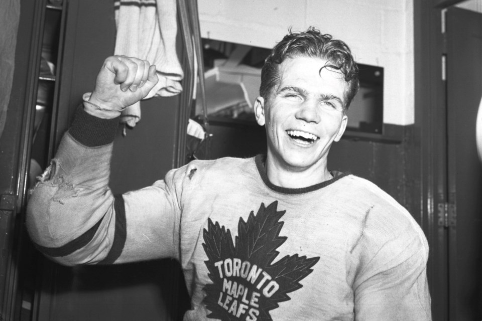 Shot of the jubilant 'Bashin Bill Barilko' during the Stanley Cup celebration.
