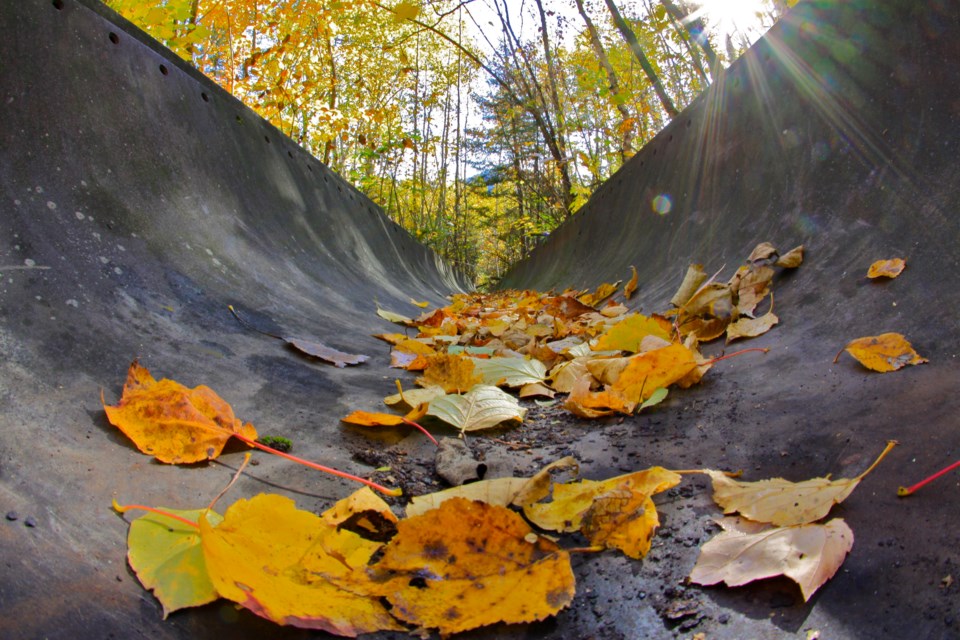 These steel logging chutes near North Cobalt are worth exploring, Beaver Mt. is in the background.