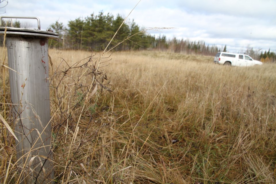Renabie was the first rehabilitated mine site in northern Ontario.  Here you see the extent of the revegetation beside a monitoring well near what was the main headframe. 