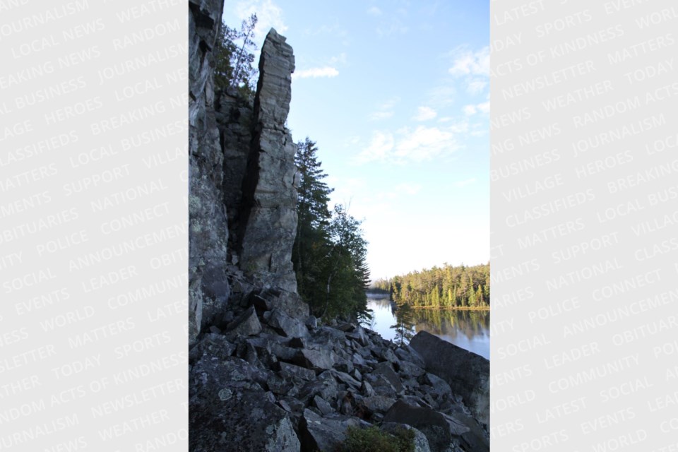 At the north end of Lake Obabika is Shish-Kong Lake and a chimney spire, at one time there is thought to be three spires.