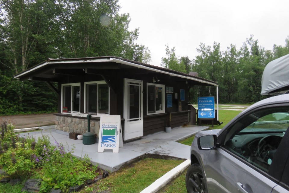 The ornate gatehouse at Pakwash Provincial Park takes you back to the early days of camping in Ontario.
