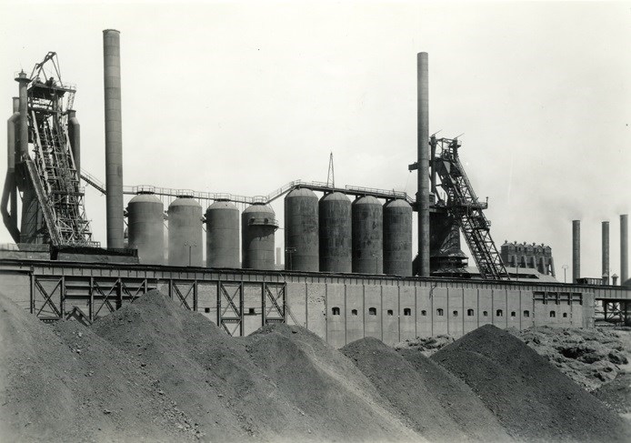 Blast Furnaces No. 3 and No. 4 can be seen in this Sault Ste. Marie Public Library archive photo