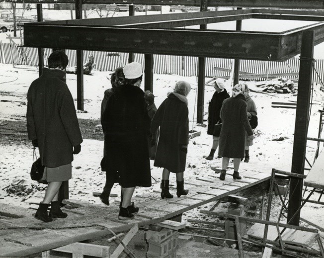 People take a look during construction of the Centennial Library, which opened in 1967 to mark Canada's 100th birthday. Sault Ste. Marie Public Library archive