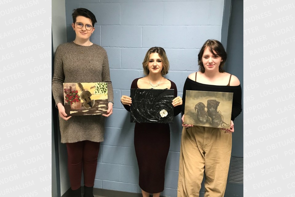 Student artists from  École secondaire Saint-Joseph (Wawa) Elsa McGregor, Sophie Guerin and Charlie Lavoie.