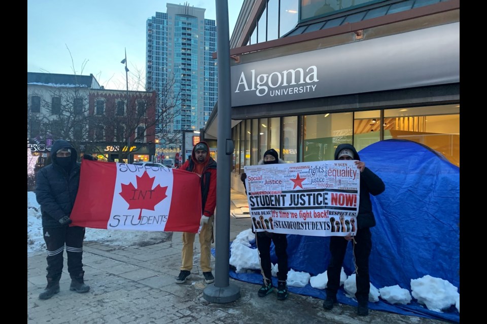 International students protested at Algoma's downtown Brampton campus after unusually high numbers of failures in certain courses.