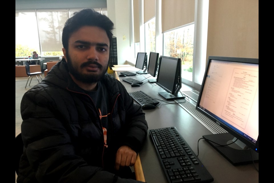 Karan Sharma, Sault College student, is eager to see the current faculty strike resolved and get back to class, Nov. 1, 2017. Darren Taylor/SooToday