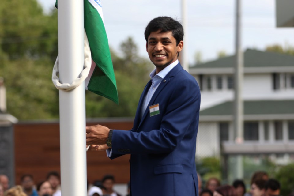 Sault College Student Union board of directors member Irshad Mohammad poses for a photo before raising India's national flag during Independence Day celebrations at Sault College Thursday. James Hopkin/SooToday
