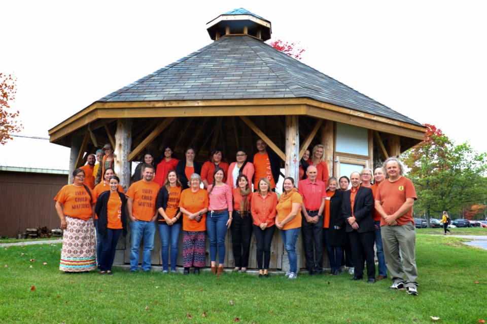 Staff and students gathered at Sault College Friday for Orange Shirt Day, an annual event meant to acknowledge survivors of the residential school system. James Hopkin/SooToday