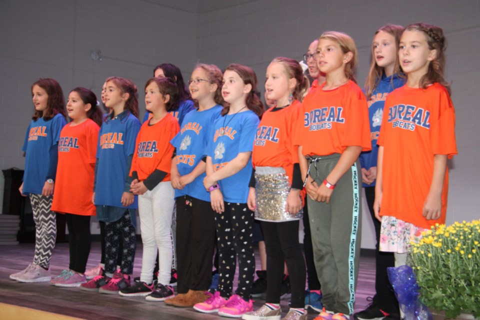Students sing ‘O Canada’ at the official opening of Boreal French Immersion Public School, Sept. 25, 2018. Darren Taylor/SooToday