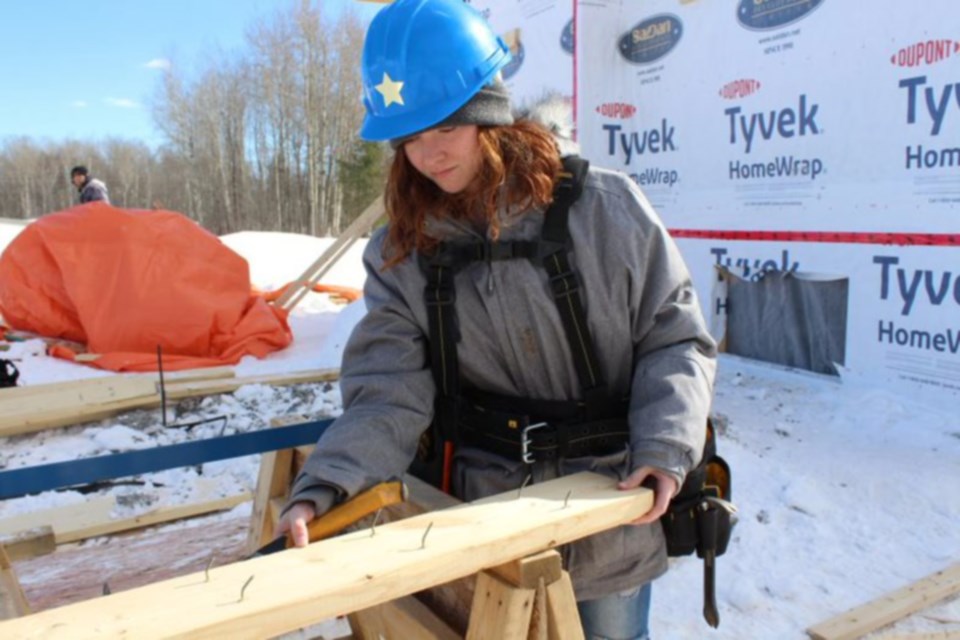 Journey Page is a White Pines Collegiate and Vocational School student in the Algoma District School Board (ADSB) house building program.