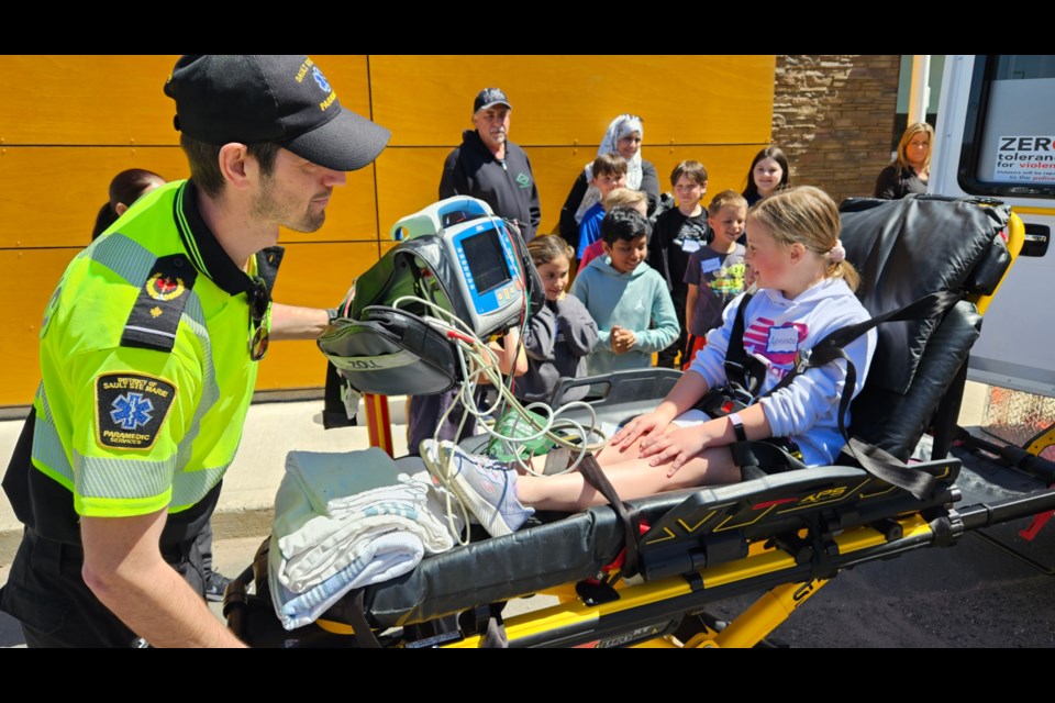 Tarentorus Public School Grades 2 and 3 students were treated to a close up look at a Sault EMS ambulance and its equipment, May 8, 2025.