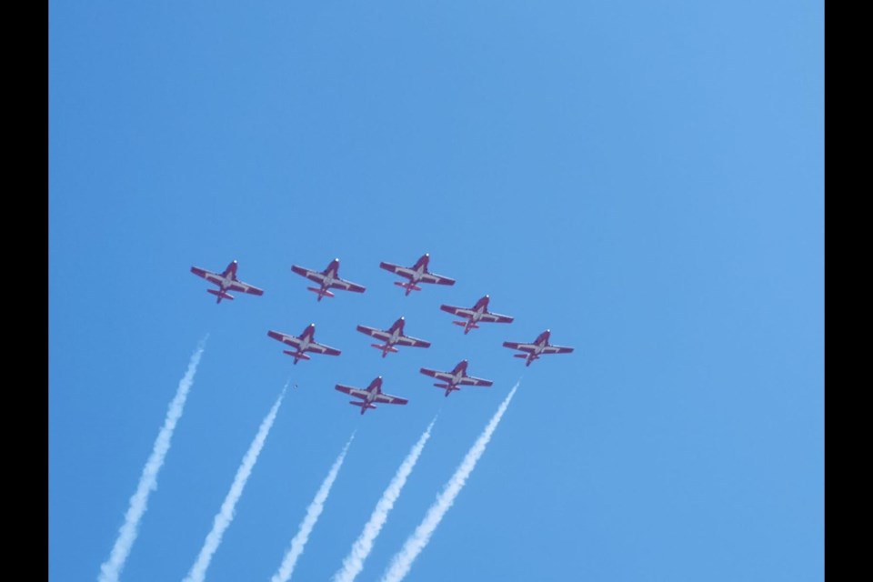 The Snowbirds flew over downtown Sault Ste. Marie on Thursday afternoon.