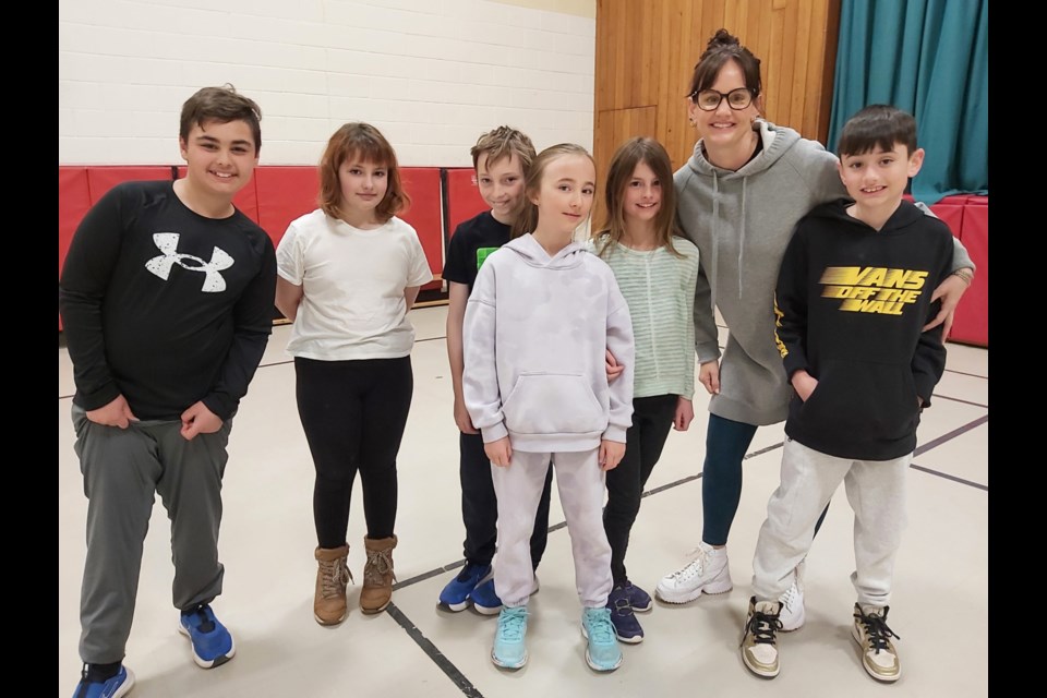 Maxine Cavaliere - pictured with Tarentorus Public School students -  is producing the Tarentorus Dance Extravaganza, to be held April 25 at the Sault Community Theatre Centre.