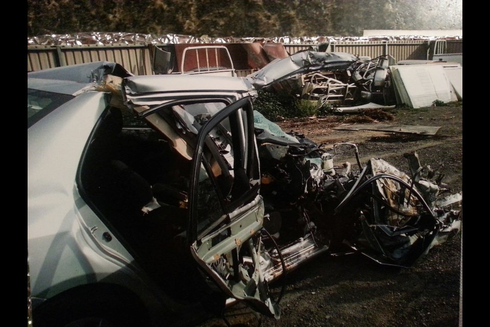 Carl Dixon's rental car following the crash. Source: carldixonspeaks.com