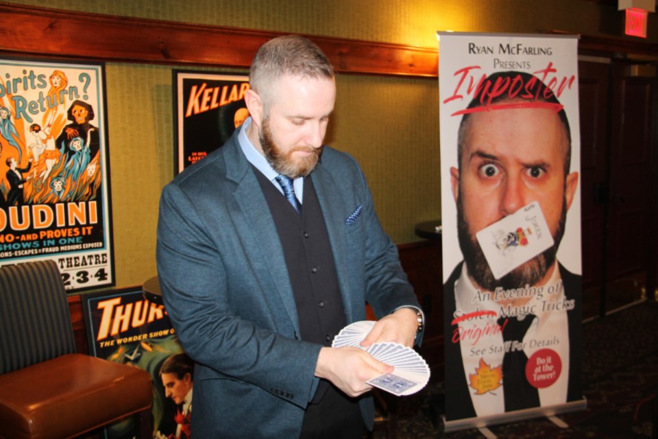 Illusionist Ryan McFarling gives a preview of 48 weekly local magic shows at The Water Tower Inn, Jan. 29, 2019. Darren Taylor/SooToday