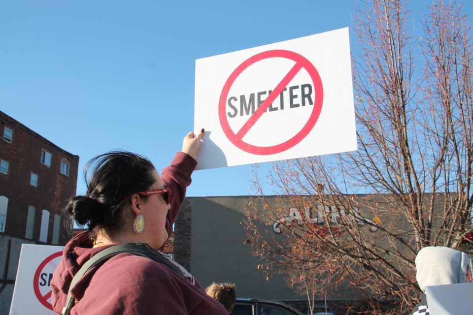 Coordinated rallies were held in Sault Michigan and Sault Ontario to protest Noront’s plans for a ferrochrome facility in Sault Ontario, Nov. 23, 2019. Darren Taylor/SooToday 