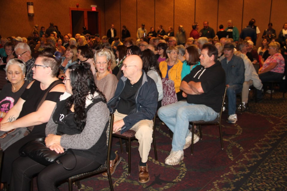 Opponents of a ferrochrome plant for Sault Ste. Marie gathered for a forum at The Water Tower Inn, Sept. 28, 2019. Darren Taylor/SooToday
