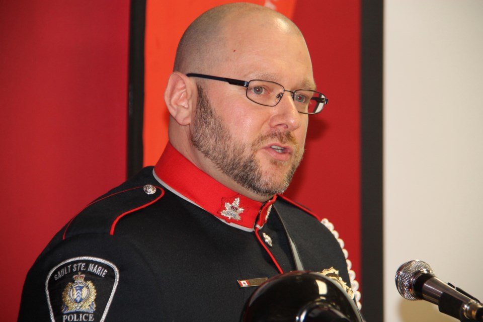 Sault Police Service Cst. Shaun Beaulieu will be in charge of fundraising for the 2019 Special Olympics Ontario Provincial Winter Games.  Beaulieu spoke at a Games announcement, May 3, 2017.  Darren Taylor/SooToday 