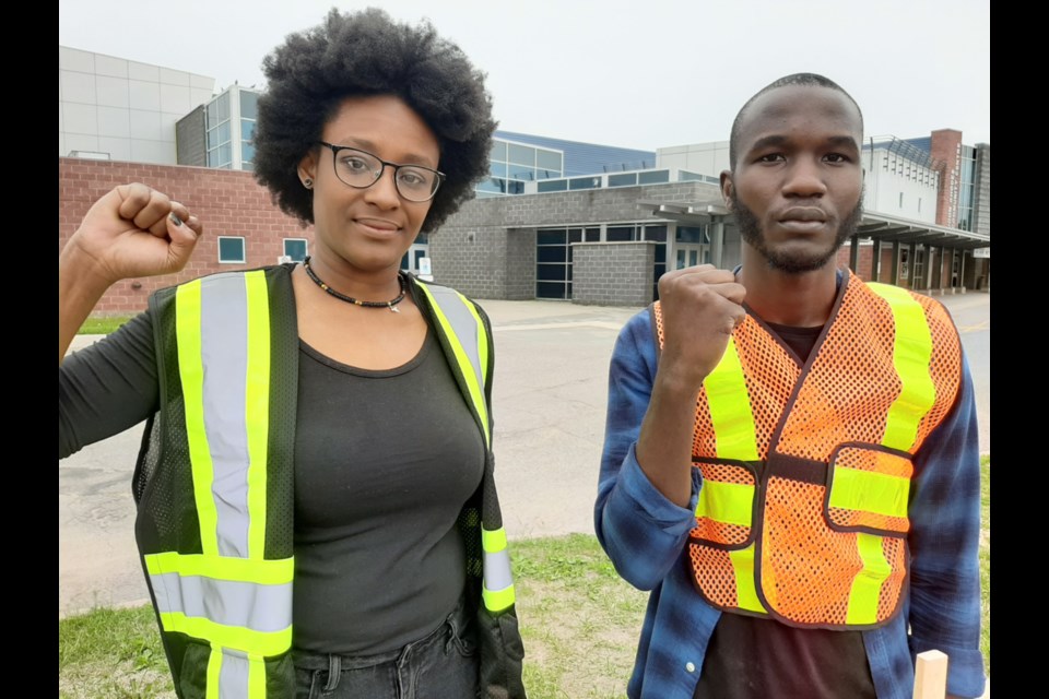 Janette Wallace and Yahaya Alphonse, organizers of a Black Lives Matter rally held in Sault Ste. Marie, June 7, 2020. Darren Taylor/SooToday 