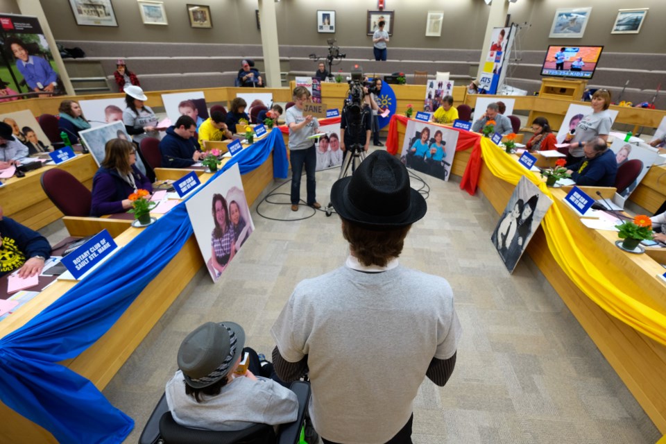 Many fedoras were worn at the Sault 2016 Easter Seals Telethon held in the council chambers at city hall on Sunday. The event raised $110,104 for children and youth with physical disabilities. Photo by Jeff Klassen for SooToday