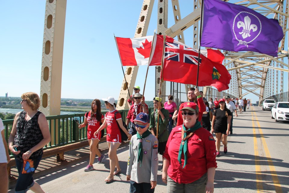 Participants in the 30th annual International Bridge Walk, June 25, 2016. Darren Taylor/SooToday