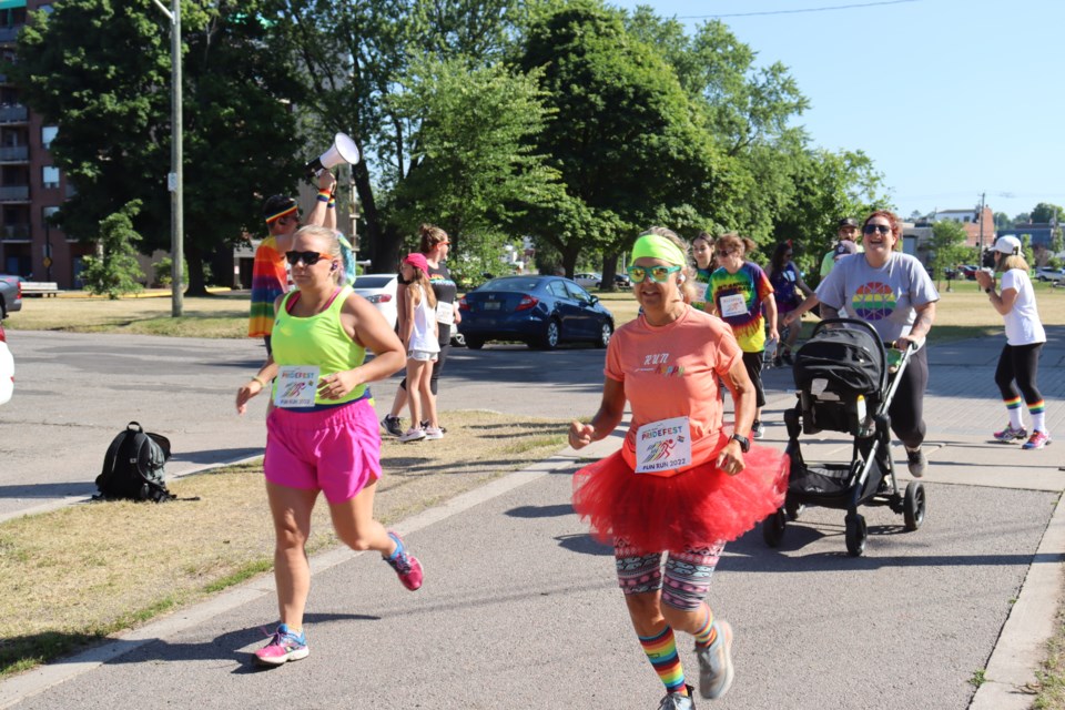 Participants joined together at Clergue Park for Pridefest's Fun Run on Saturday.