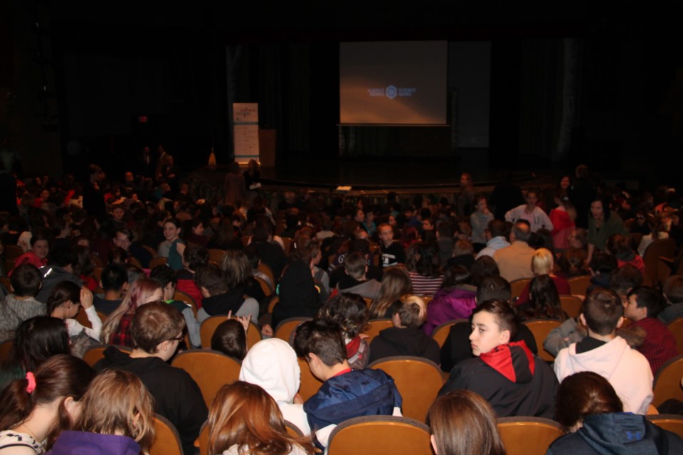 Elementary school students at the Sault Community Theatre Centre for the fifth annual Sault Ste. Marie Science Festival kickoff, April 23, 2019. Darren Taylor/SooToday
