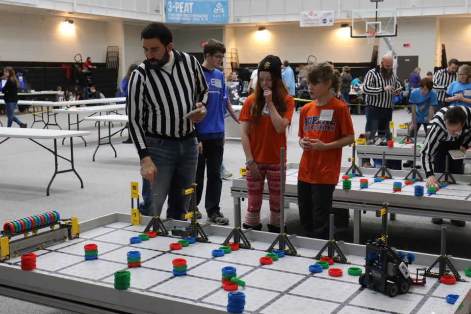 Local robotics teams duked it out Friday night during the VEX IQ Skills Challenge at Sault College. James Hopkin/SooToday
