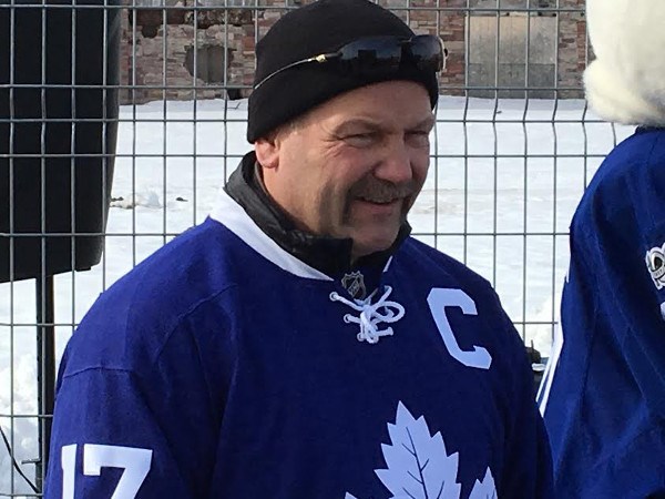 Toronto Maple Leaf legend Wendel Clark welcomed refugees at a ball hockey event at Monday's Passport to Unity festivities, Feb. 20, 2017. Darren Taylor/SooToday