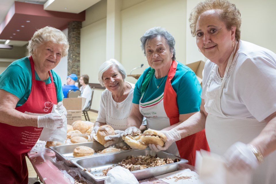 From now on we'll refer to them as 'The Porketta Sisters'. Elettra Marconi members Ermes Camerini, 85, Sandra Damignani, 80, Anna Nardini, 80, and Marzia Tonucci, 70 are Italian immigrants most of whom have been serving sandwiches at the Italian Festival since 1982 they say. Jeff Klassen/SooToday