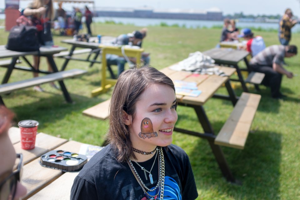 Beata Imre with the Pokémon character 'Diglett' painted on her face at the first annual Pokémon GO Festival beside the Art Gallery of Algoma on July 22, 2017. Jeff Klassen/SooToday