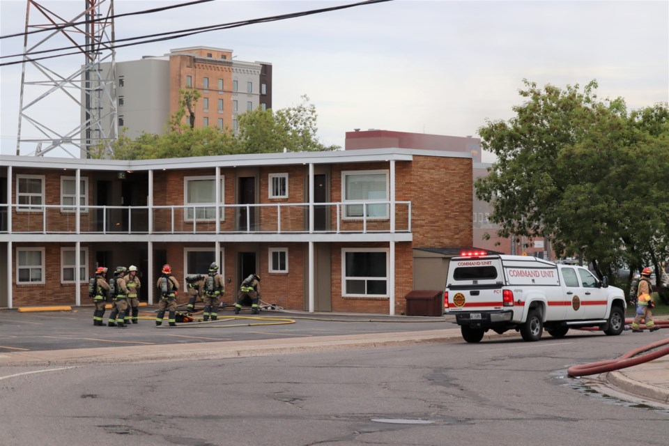 Black smoke could be seen coming from the second floor of the East Street Residence building Monday evening.