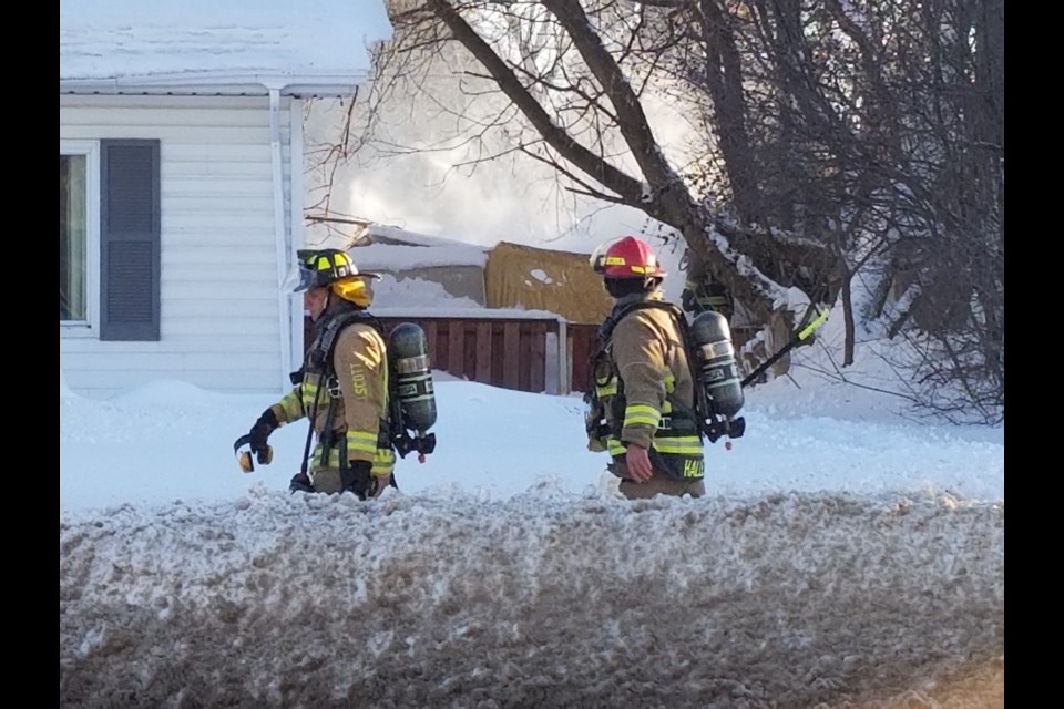 Sault Ste. Marie Fire Services respond to a structure fire on Wellington Street. James Hopkin/SooToday.