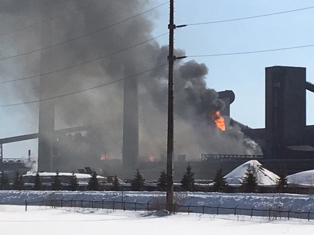 Smoke seen billowing from the steel plant in Sault Ste. Marie's west end. Photo submitted
