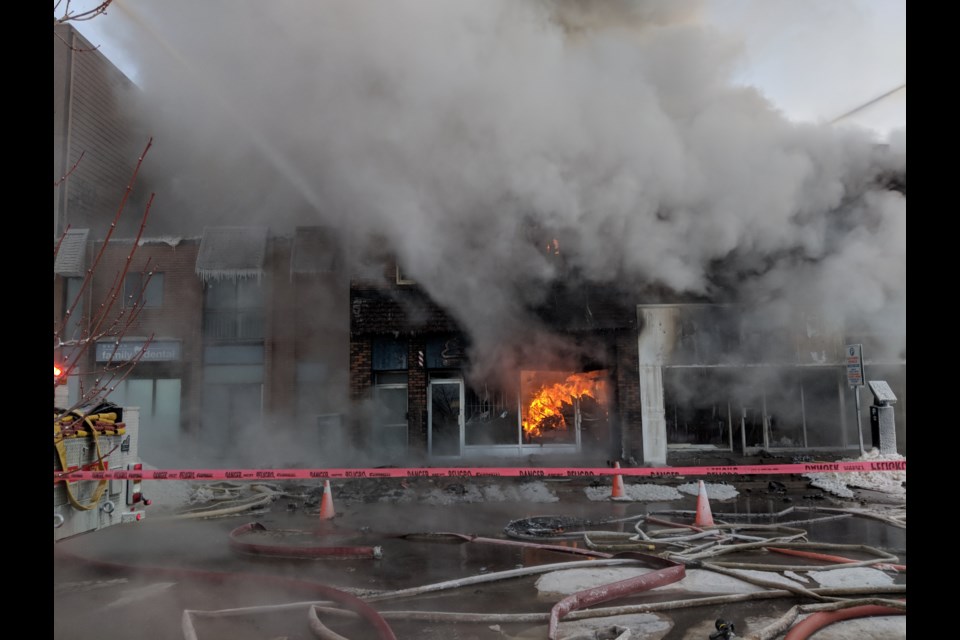 Firefighters battle a major fire in the 200 block of Queen Street East on Thursday, Jan. 31, 2019. Darren Taylor/SooToday