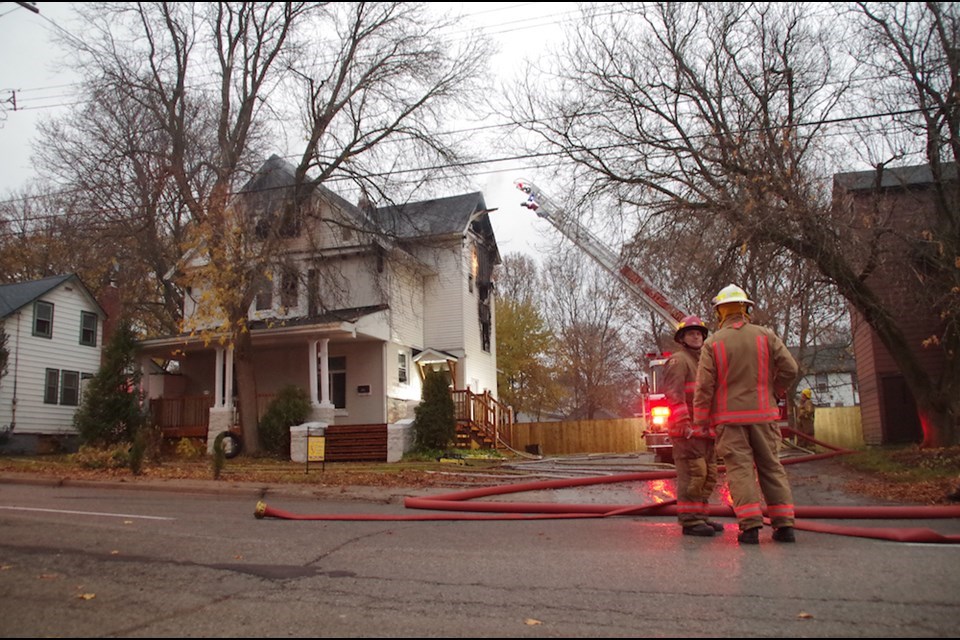 Firefighters battle a fire at 168 Church Street on Nov. 5, 2015. Michael Purvis/SooToday