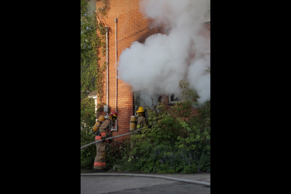 There were no injuries as a result of a structure fire at 172 Cathcart Street at around 8 p.m. Thursday evening.  Photo by Jeff Klassen/SooToday