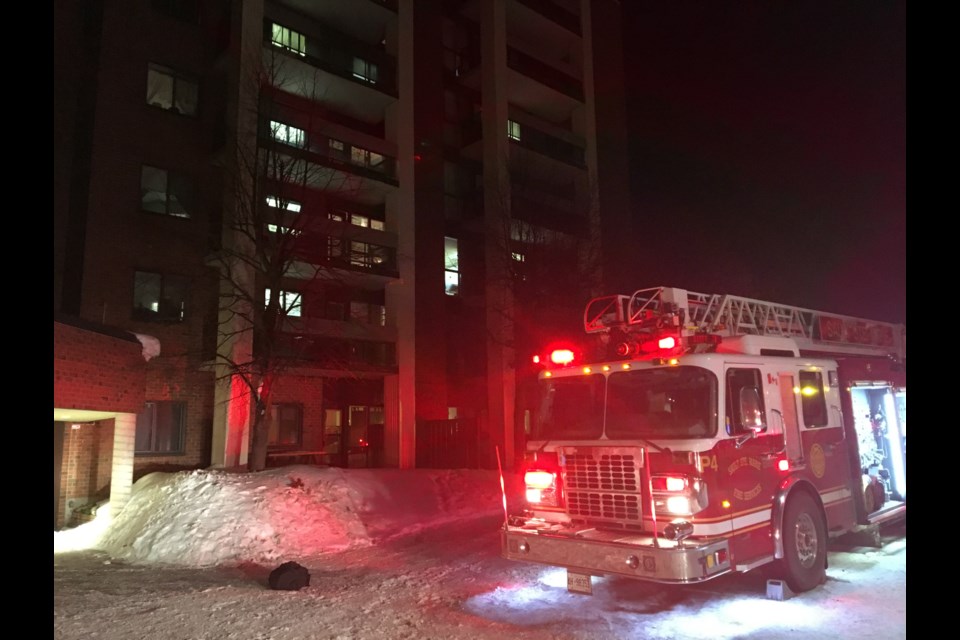 Sault Ste. Marie Fire Services responded to a fire in one of the Columbus Club of Sault Ste. Marie apartment buildings off Northern Ave. on Wednesday. Darren Taylor/SooToday