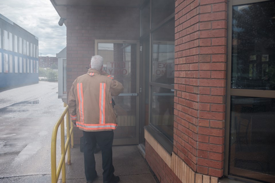 Smoke filled the Tim Hortons at Bay and Brock Street on Sunday just before noon. Sault Ste. Marie Fire Services responded to a 911 call this morning after a fire was discovered in the ductwork of the restaurant. Jeff Klassen/SooToday