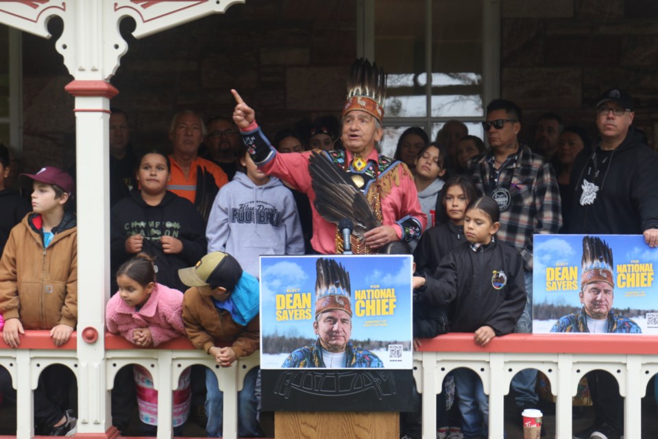 Former Batchewana First Nation Chief Dean Sayers announced his candidacy for National Chief of the Assembly of First Nations during an event at the Sault Ste. Marie Canal National Historic Site Thursday. 