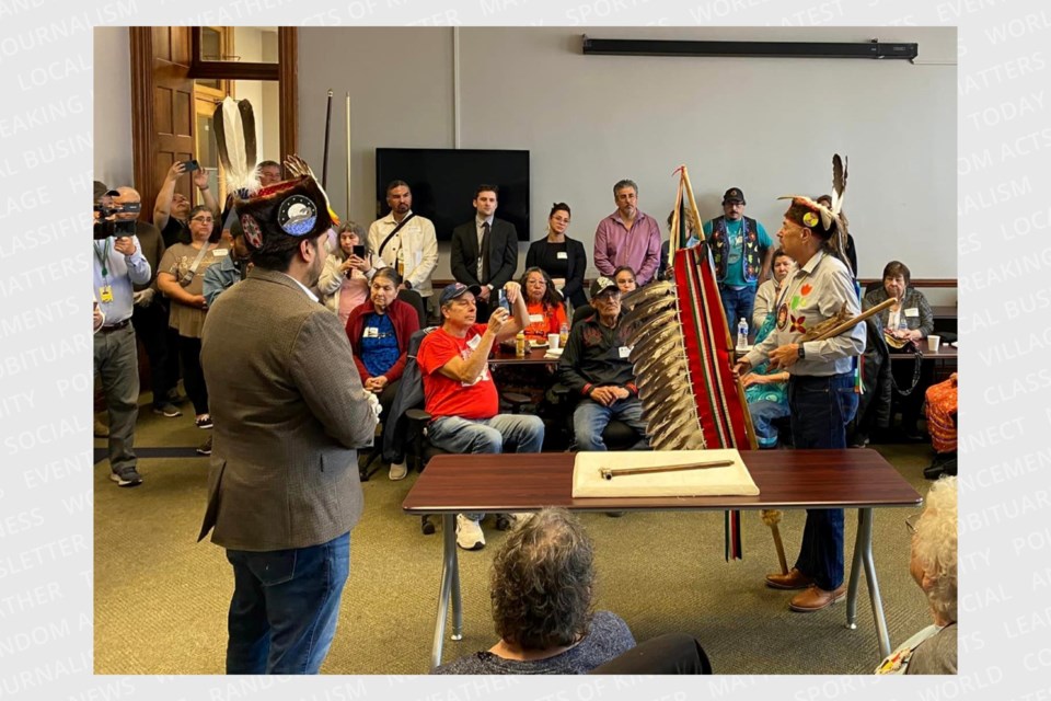 Members of Garden River First Nation were on hand at Queen's Park Thursday to see a 200-year-old pipe that once belonged to Chief Shingwaukonse firsthand. The pipe is currently housed at the Royal Ontario Museum, which is now in negotiations with Garden River to have the pipe repatriated back to the Anishinaabe community. 