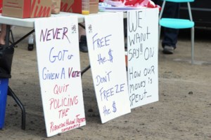 Protest calls for transparency on treaty-related settlement
