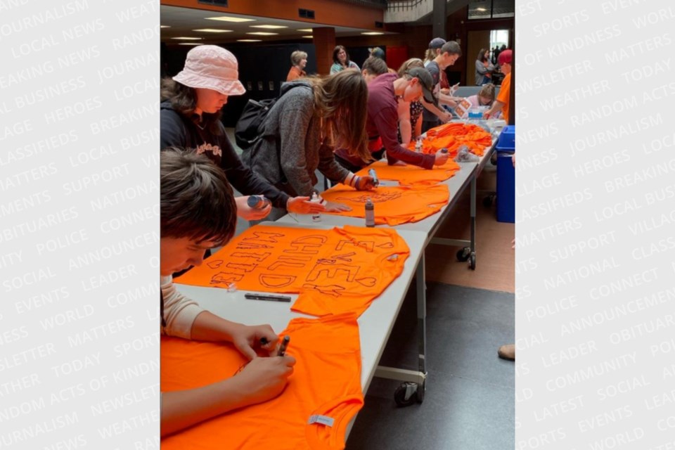 Earlier this week, Central Algoma Secondary School (CASS) students added their own personalized messages to orange T-shirts that they will wear for Orange Shirt Day on Friday.