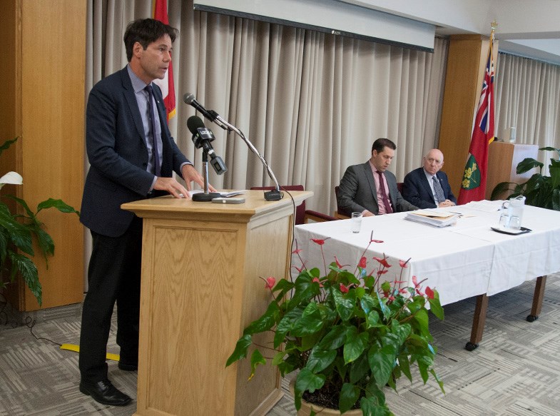 Health Minister Eric Hoskins speaks about the probe into Algoma Public Healths board Tuesday at the Civic Centre. Kenneth Armstrong/SooToday