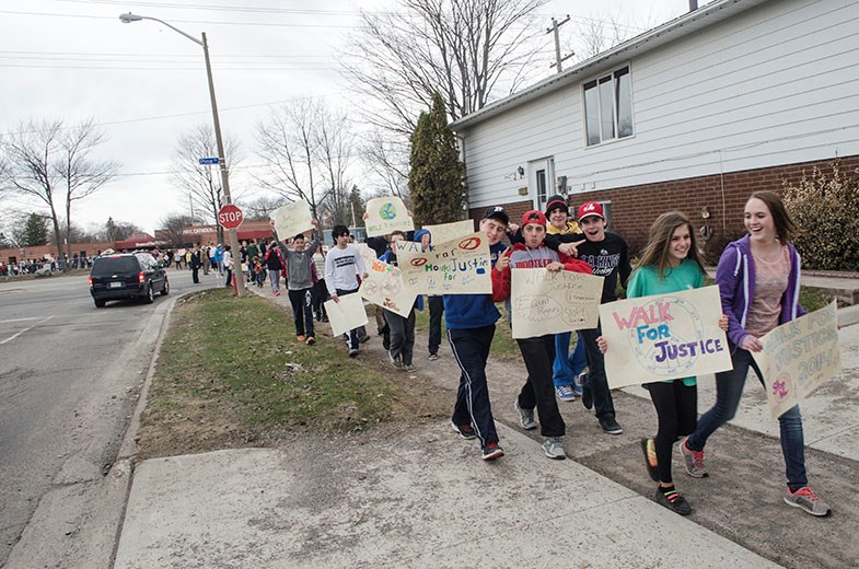 Photo by Brad Jones - Sootoday/ Students Participating in Walk for Justice