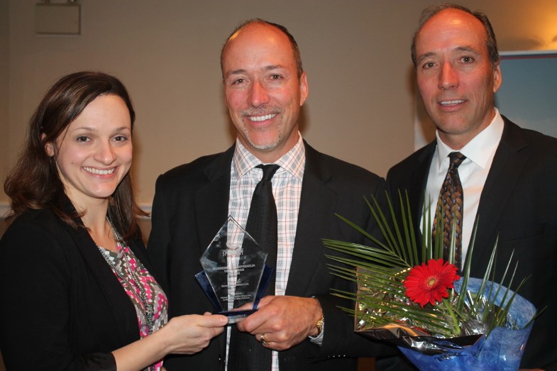 Kristen Comegna with Richard Rosset and Rodger Rosset, Savoy's Jewellers, Business of the Year Award winners