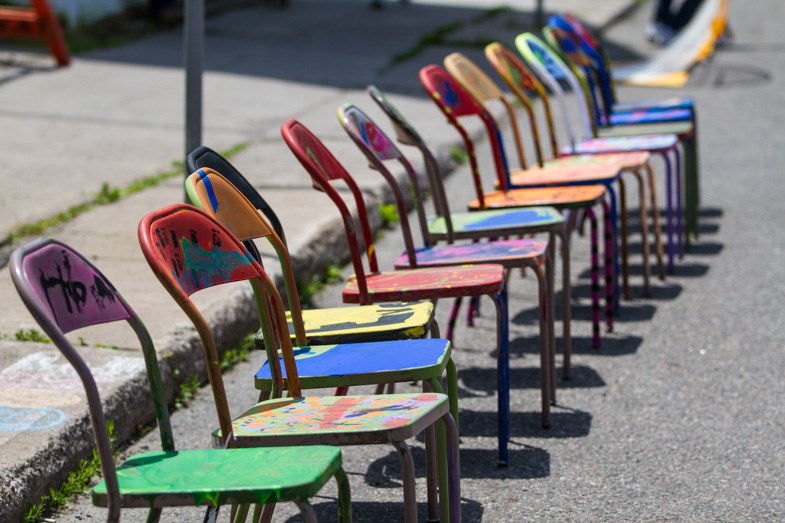Freshly painted chair seen during the second annual Gore Street Flower Bomb on Saturday, June 27 2015. Donna Hopper/SooToday