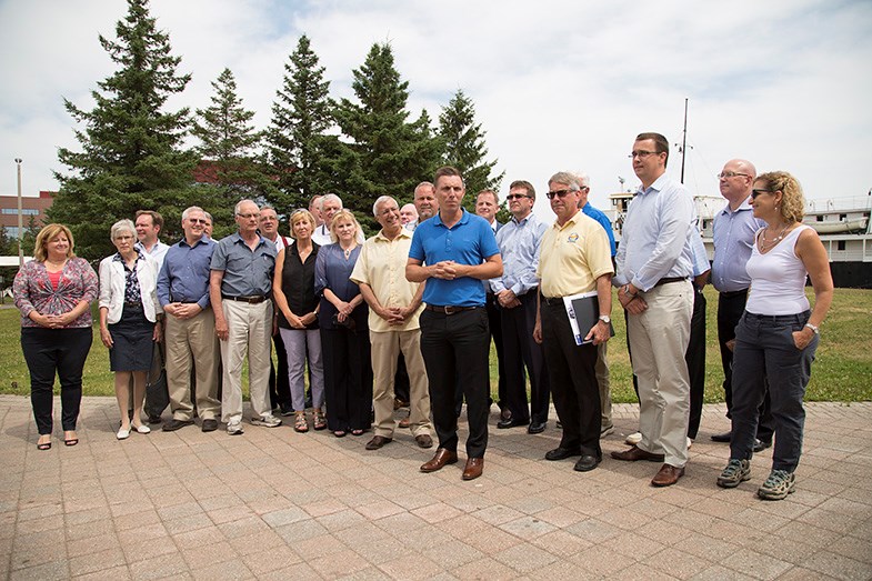 Ontario PC party leader Patrick Brown speaks during the annual PC caucus meeting on July 28, 2015 at Roberta Bondar Park in Sault Ste. Marie, Ont. Kenneth Armstrong/SooToday