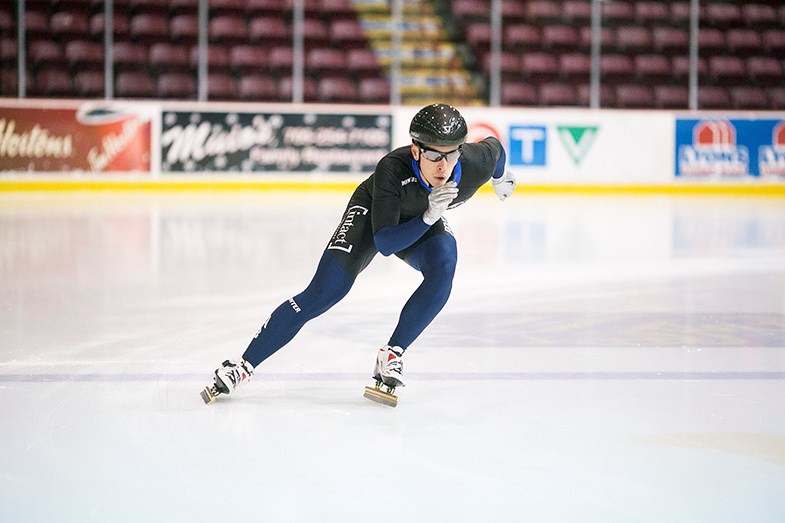 Speed skater Gary Trembinski seen today during a practice at the Essar Centre. Kenneth Armstrong/SooToday